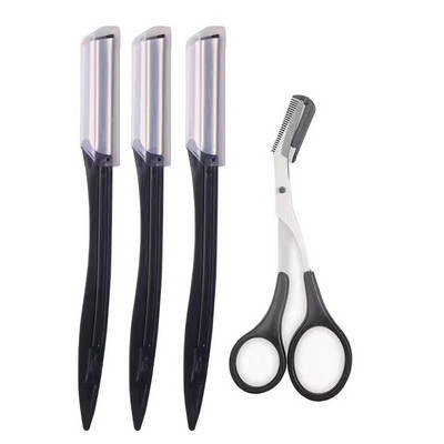 Karsyngirl 3/4kom Set trimera za obrve Brijač za obrve od nehrđajućeg čelika Trepavice Češalj za uljepšavanje obrva Škare za podizanje Alati