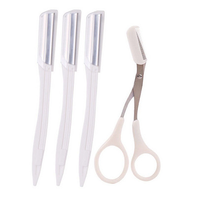 Karsyngirl 3/4kom Set trimera za obrve Brijač za obrve od nehrđajućeg čelika Trepavice Češalj za uljepšavanje obrva Škare za podizanje Alati