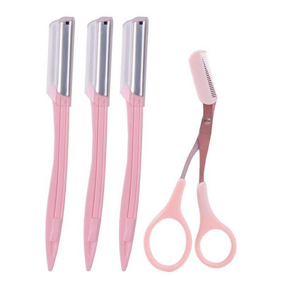 Karsyngirl 3/4kom Set trimera za obrve Brijač za obrve od nehrđajućeg čelika Trepavice Češalj za uljepšavanje obrva Škare za podizanje Alati