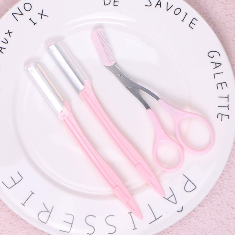 Karsyngirl 3/4kom Set trimera za obrve Brijač za obrve od nehrđajućeg čelika Trepavice Češalj za uljepšavanje obrva Škare za podizanje Alati