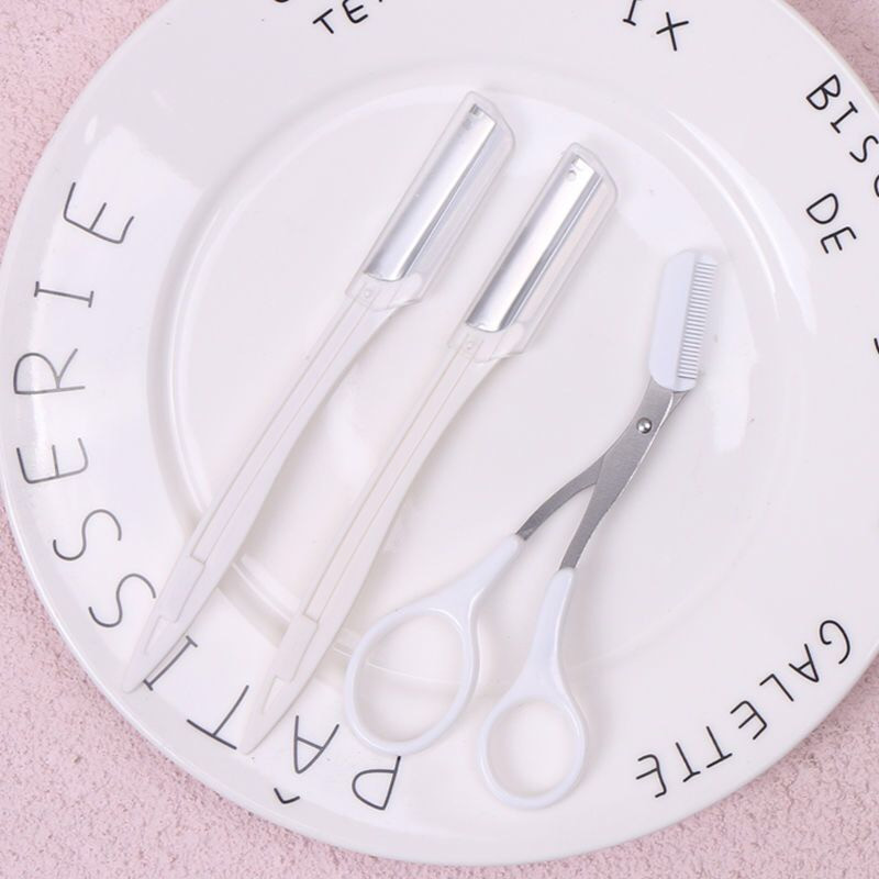 Karsyngirl 3/4kom Set trimera za obrve Brijač za obrve od nehrđajućeg čelika Trepavice Češalj za uljepšavanje obrva Škare za podizanje Alati