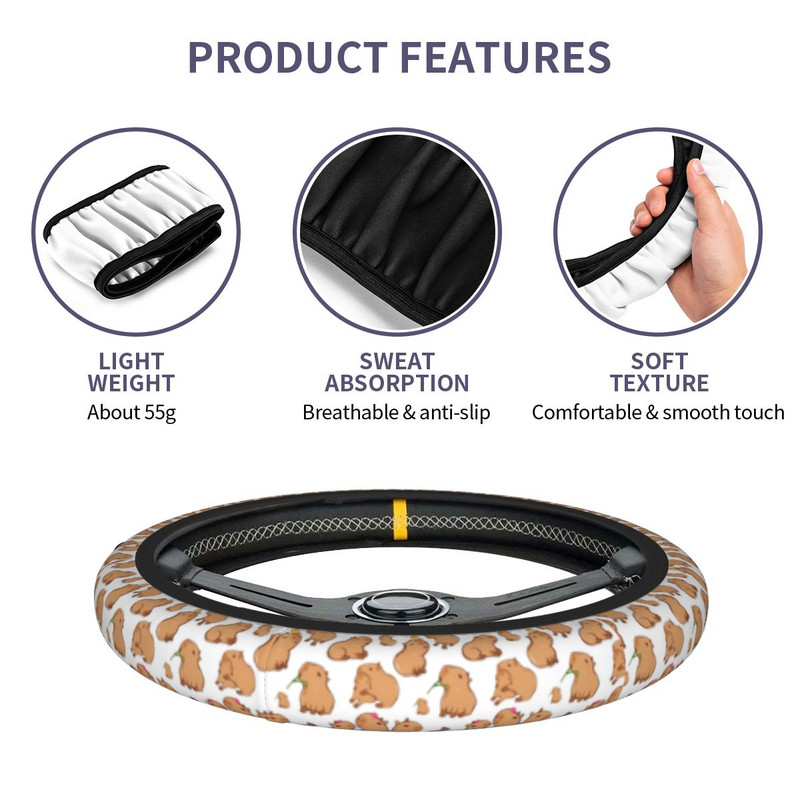 Kapibara uzorak Navlaka za upravljač automobila Kawaii Zaštitna navlaka za upravljač sa životinjama Dodaci za upravljač u stilu automobila