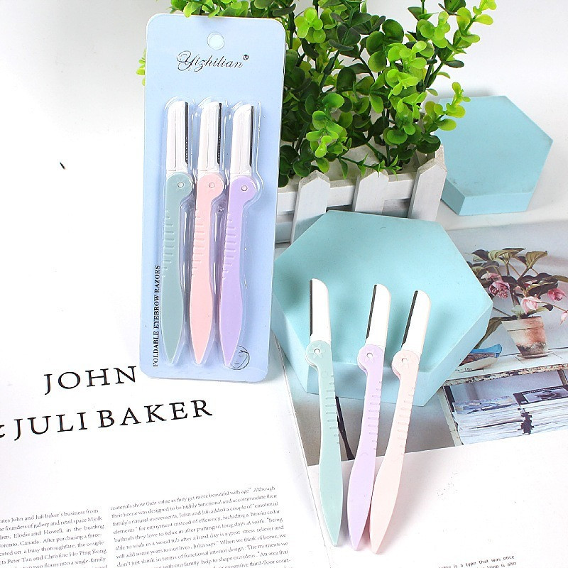 3 tk / komplekt Näo kulmude trimmer habemenuga Juuksed Kaunitar Näo Kulmu Kujundaja Pardel Roostevabast Terasest Meigitööriistad Epilaator