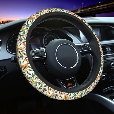 „William Morris Fruits Pattern“ automobilio vairo dangtis 38 cm gėlių žalias augalas bohemiško automobilio stiliaus vairo priedai