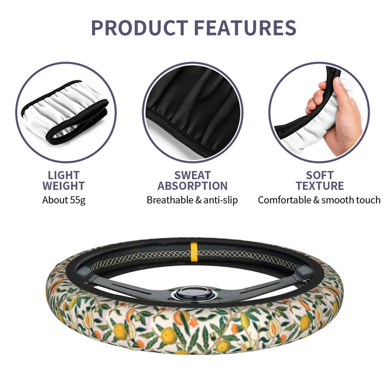 William Morris Fruits muster auto rooliratta kate 38 cm lilleline roheline taim Boheemi auto stiilis rooliratta tarvikud