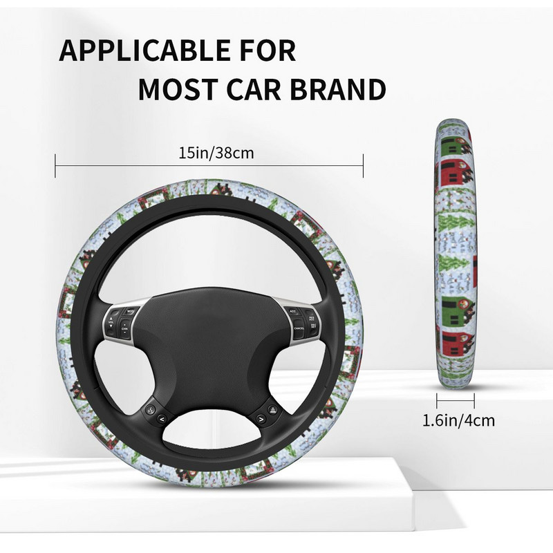 Veselé Vianoce Nordic Car Volant Cover 38cm Ochranný kryt volantu pre Nový rok Car-styling Doplnky do auta
