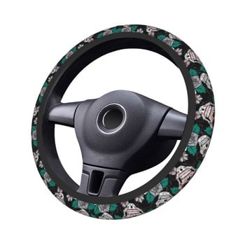 Sugar Skull Day Of The Dead Car Steering Wheel Cover 37-38 Gothic Mexican Skeleton Auto Steering Wheel Protector Accessories