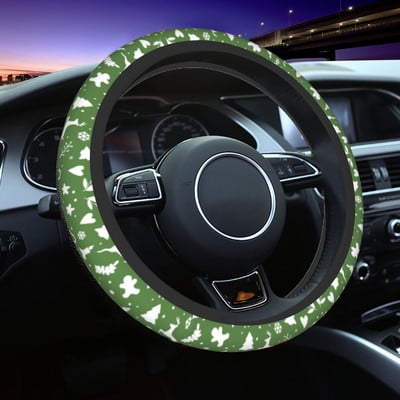 Roheline Merry Christmas auto rooli kate 38cm Universaalne Põhjamaade jõulud uusaasta auto stiilis rooliratta tarvikud