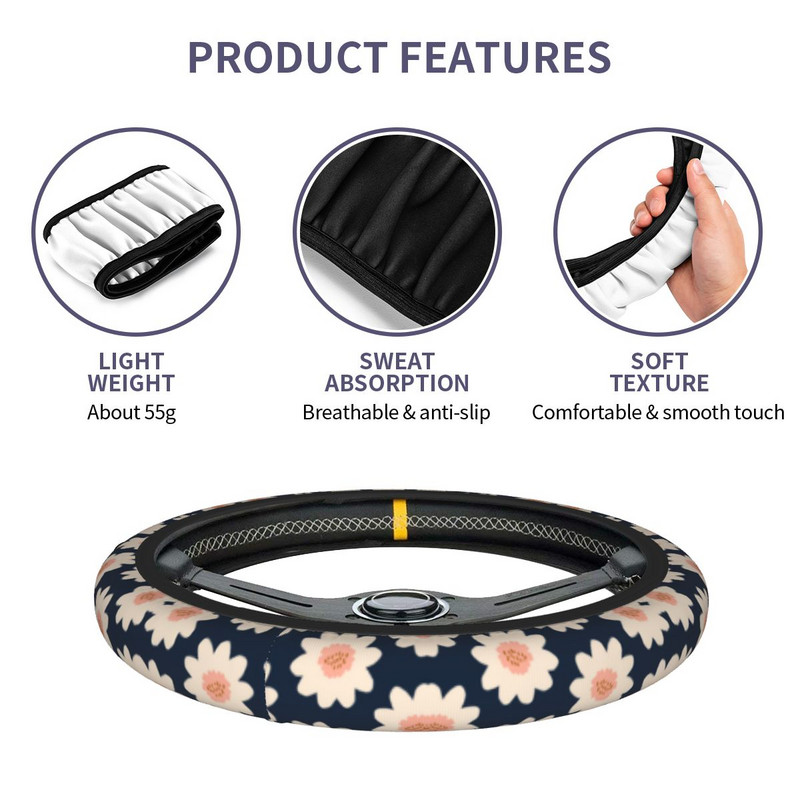 37-38 auto rooliratta katted Midnight Flower Field libisemisvastane Minimalistlik Boho autostiil Sobivad autotarvikud