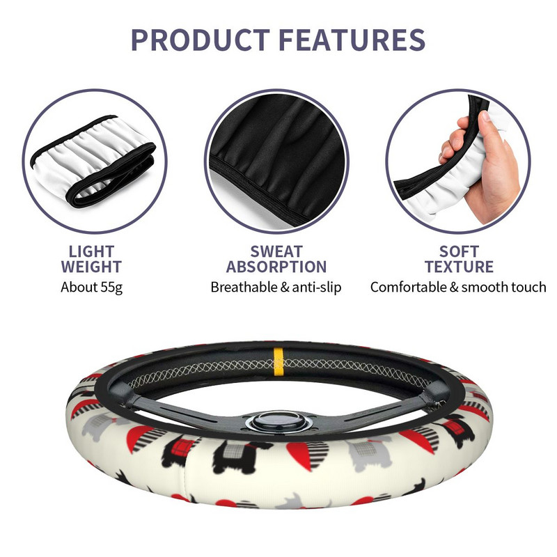 Škotska navlaka za volan automobila 38 cm ljubitelj pasa životinja Auto štitnik za volan Dodaci za volan u stilu automobila