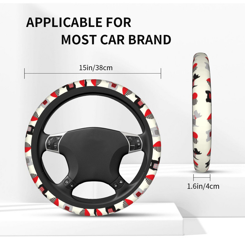 Škotska navlaka za volan automobila 38 cm ljubitelj pasa životinja Auto štitnik za volan Dodaci za volan u stilu automobila