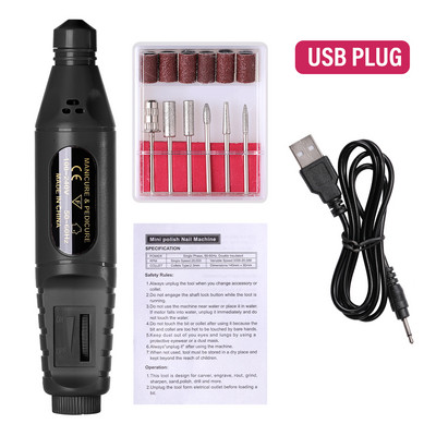 Multitype Plug Nail Drill Machine Električni set glodala za manikuru za gel lak za nokte Alat za manikuru Dodaci za nokte