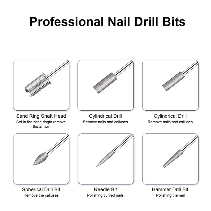 Многотипов щепсел Машина за пробиване на нокти Електрическа фреза за маникюр Комплект за гел лак за нокти Инструмент за маникюр Аксесоари за нокти
