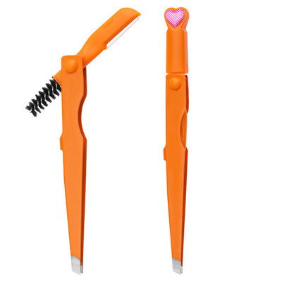 3 u 1 kopča za obrve Podrezivanje obrva s četkicom Višenamjenska prijenosna pinceta za trepavice od nehrđajućeg čelika Alati za šminkanje