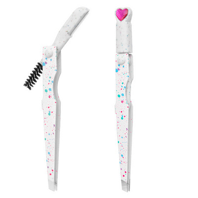 3 u 1 kopča za obrve Podrezivanje obrva s četkicom Višenamjenska prijenosna pinceta za trepavice od nehrđajućeg čelika Alati za šminkanje