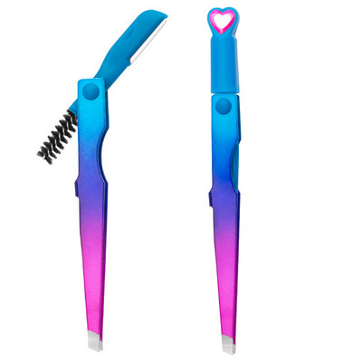 3 u 1 kopča za obrve Podrezivanje obrva s četkicom Višenamjenska prijenosna pinceta za trepavice od nehrđajućeg čelika Alati za šminkanje