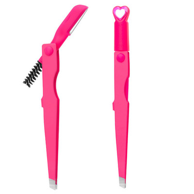 3 u 1 kopča za obrve Podrezivanje obrva s četkicom Višenamjenska prijenosna pinceta za trepavice od nehrđajućeg čelika Alati za šminkanje