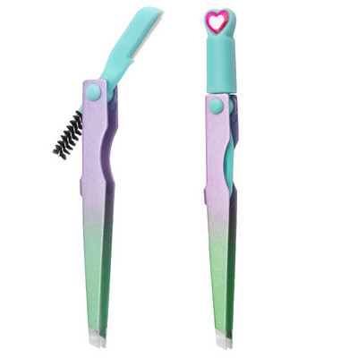 3 u 1 kopča za obrve Podrezivanje obrva s četkicom Višenamjenska prijenosna pinceta za trepavice od nehrđajućeg čelika Alati za šminkanje