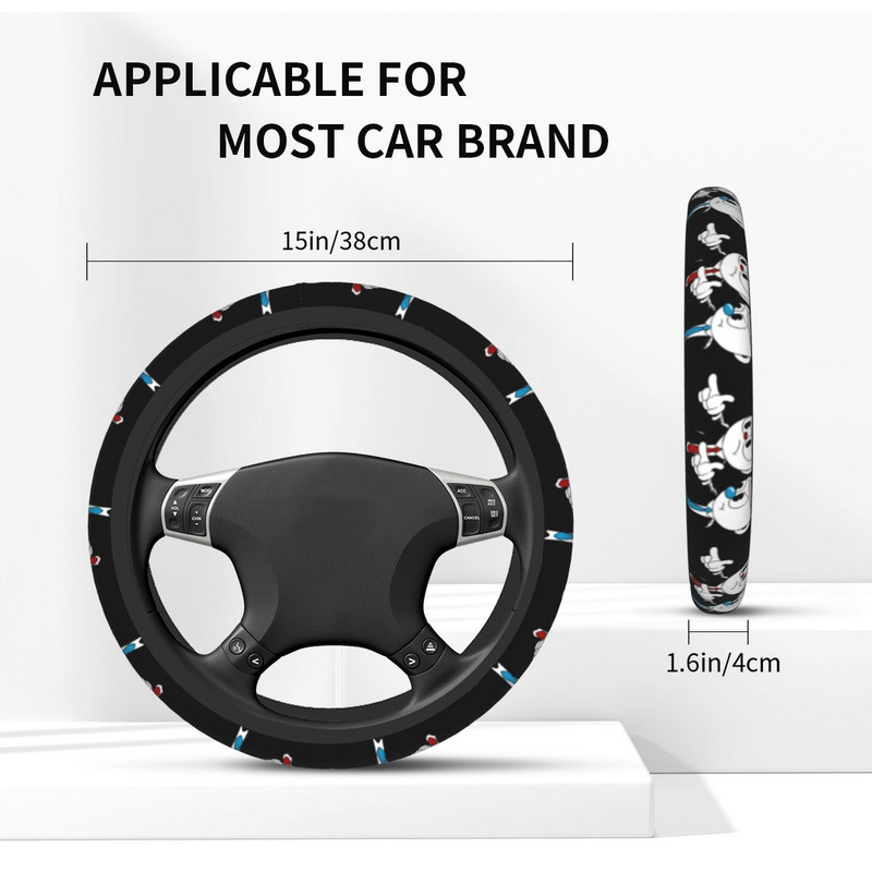 Kryty na volant, univerzálna hra Cuphead Cup, anime vrkoč na volante, styling auta, doplnky do auta