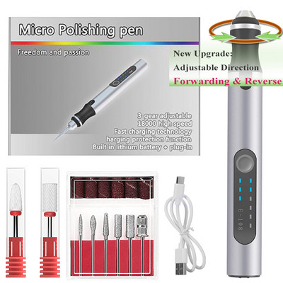 Prijenosna električna bušilica za nokte Profesionalni set turpija za nokte za gel nokte Manikura Pedikura Poliranje Oblik alati Salon alati za nokte