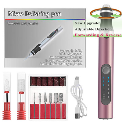 Prijenosna električna bušilica za nokte Profesionalni set turpija za nokte za gel nokte Manikura Pedikura Poliranje Oblik alati Salon alati za nokte