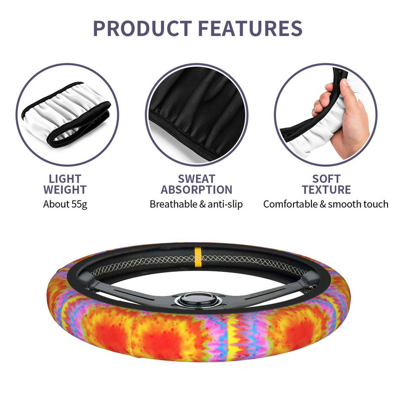 37-38 auto rooliratta kate Hippie vikerkaarevärviga libisemisvastane autostiil Moodsad autotarvikud