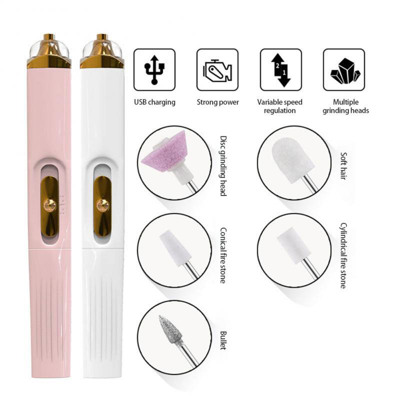 5 viename Profesionali nagų gręžimo mašina Elektrinė nagų dildė Grąžtai Manikiūro frezavimo pjaustytuvų rinkinys Gelio lako šalinimo įrankiai Nauja