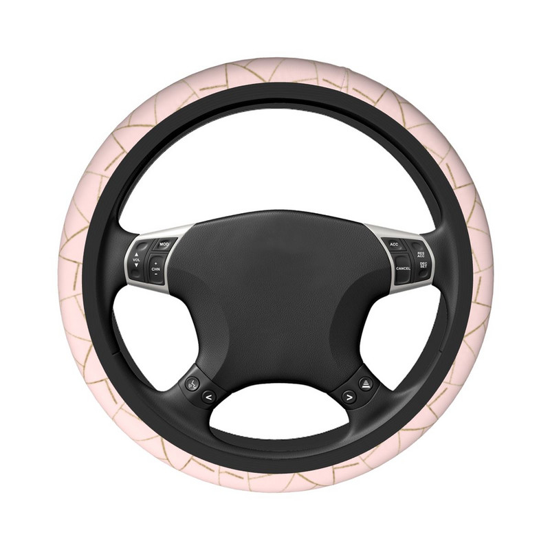 Blush Pink Gold Geometric Glam automobilio vairo dangtelis 38cm minkštas mazgo vairo apsauginis dangtelis Automobilio stiliaus priedai