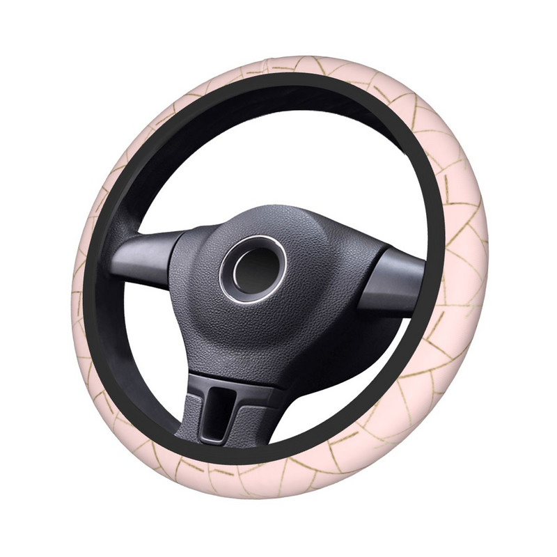 Blush Pink Gold Geometric Glam automobilio vairo dangtelis 38cm minkštas mazgo vairo apsauginis dangtelis Automobilio stiliaus priedai