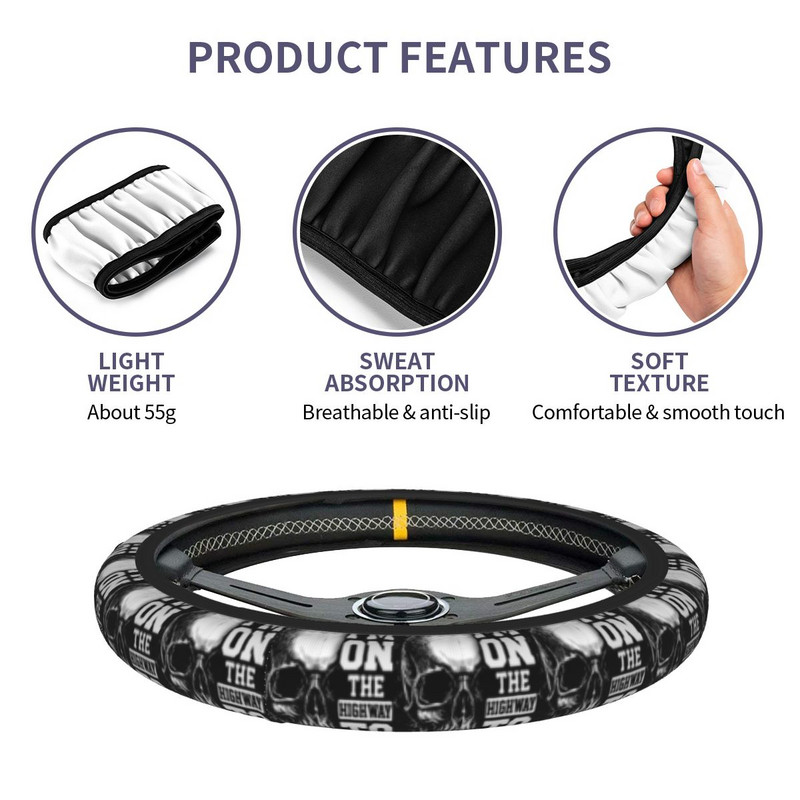 38 cm automobilio vairo dangtelio kaukolė Aš greitkelyje į pragarą, siaubo Helovino pynė ant vairo dangtelio automatinis priedas