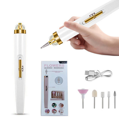 Elektromos körömfúró gép körömcsiszoló polírozógép hordozható mini elektromos manikűr művészi toll szerszámok gél eltávolításához 1 készlet
