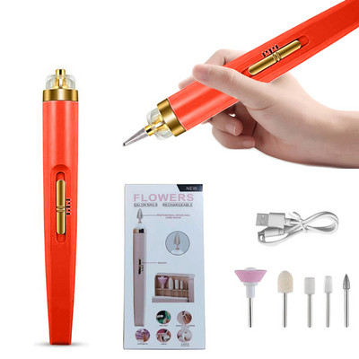 Elektromos körömfúró gép körömcsiszoló polírozógép hordozható mini elektromos manikűr művészi toll szerszámok gél eltávolításához 1 készlet