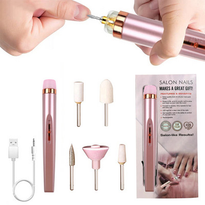 Elektromos körömfúró gép körömcsiszoló polírozógép hordozható mini elektromos manikűr művészi toll szerszámok gél eltávolításához 1 készlet