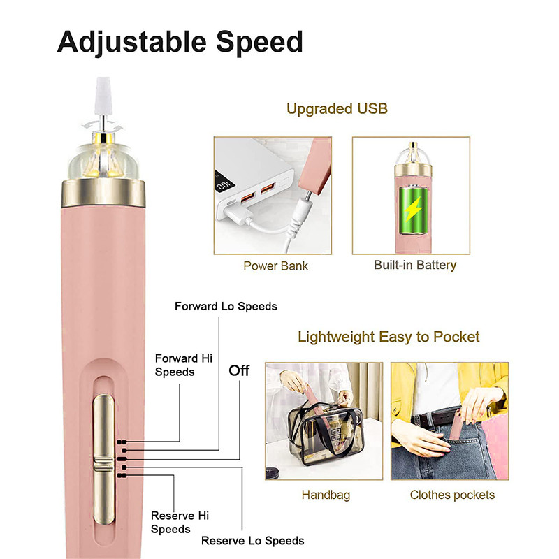 Elektromos körömfúró gép körömcsiszoló polírozógép hordozható mini elektromos manikűr művészi toll szerszámok gél eltávolításához 1 készlet