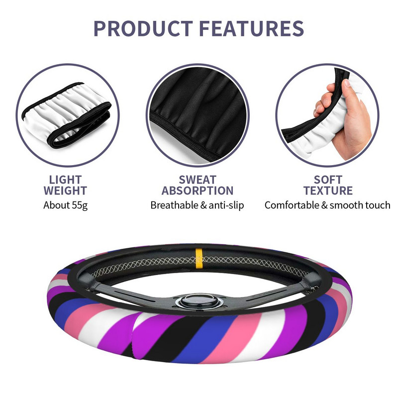 Genderfluid Flag Lgbt Pride auto rooliratta kate 37-38 Rainbow Yaoi rooliratta kaitsekate Moodne auto stiil