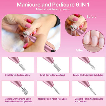 Ασύρματο ηλεκτρικό τρυπάνι νυχιών για ακρυλικά νύχια Gel Polish Remove Manicure Pedicure Nail File Tools Salon Nail Equipment