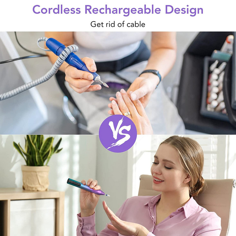 Juhtmeta elektriline küüneprill masin akrüülküünte jaoks Geellaki eemaldamiseks maniküüri pediküüri küüneviil Tööriistad Salongi küüneseadmed