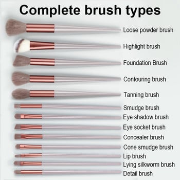 Σετ 13 τεμ. πινέλα μακιγιάζ με τσάντα Soft Fluffy for Cosmetics Foundation Blush Powder Eyeshadow Blending Brush Beauty Tools