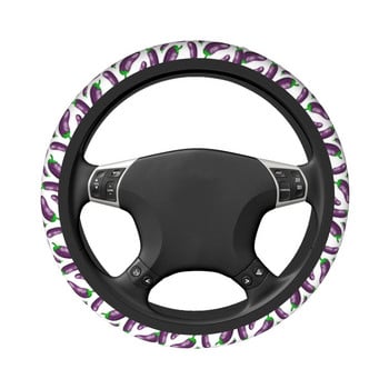 Патладжан Капак за волан на кола 38 см Зеленчуци Автомобилен протектор за волан Elastische Auto Decor Steering-Wheel Accessories