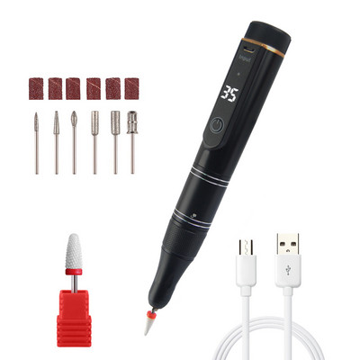 35000RPM Επαναφορτιζόμενη μηχανή τρυπανιού νυχιών Ηλεκτρική λίμα νυχιών Φορητό βερνίκι νυχιών με 6 μπιτ και οθόνη LED Νέο σχέδιο