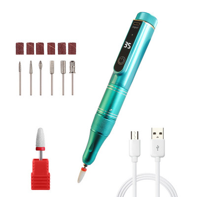 35000RPM Επαναφορτιζόμενη μηχανή τρυπανιού νυχιών Ηλεκτρική λίμα νυχιών Φορητό βερνίκι νυχιών με 6 μπιτ και οθόνη LED Νέο σχέδιο