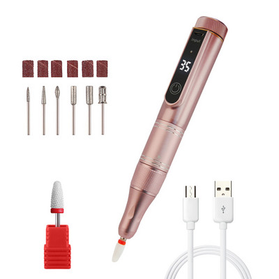 35000RPM Επαναφορτιζόμενη μηχανή τρυπανιού νυχιών Ηλεκτρική λίμα νυχιών Φορητό βερνίκι νυχιών με 6 μπιτ και οθόνη LED Νέο σχέδιο