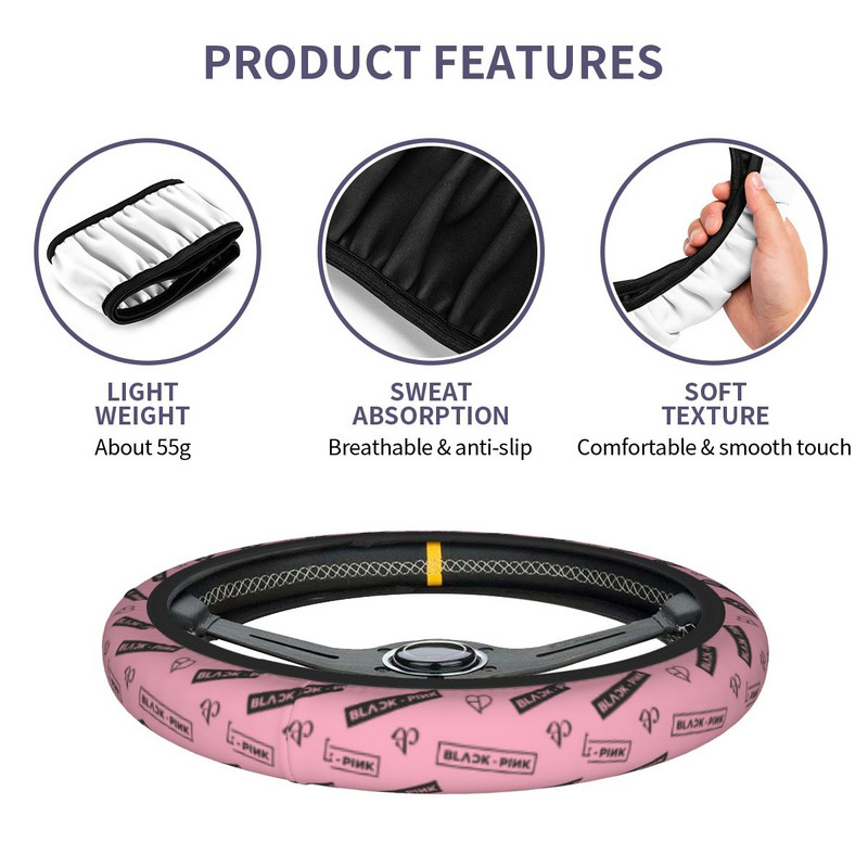 37-38 Roolikatted Must Roosa Heart Universaalne autostiil Sobiv autotarvik