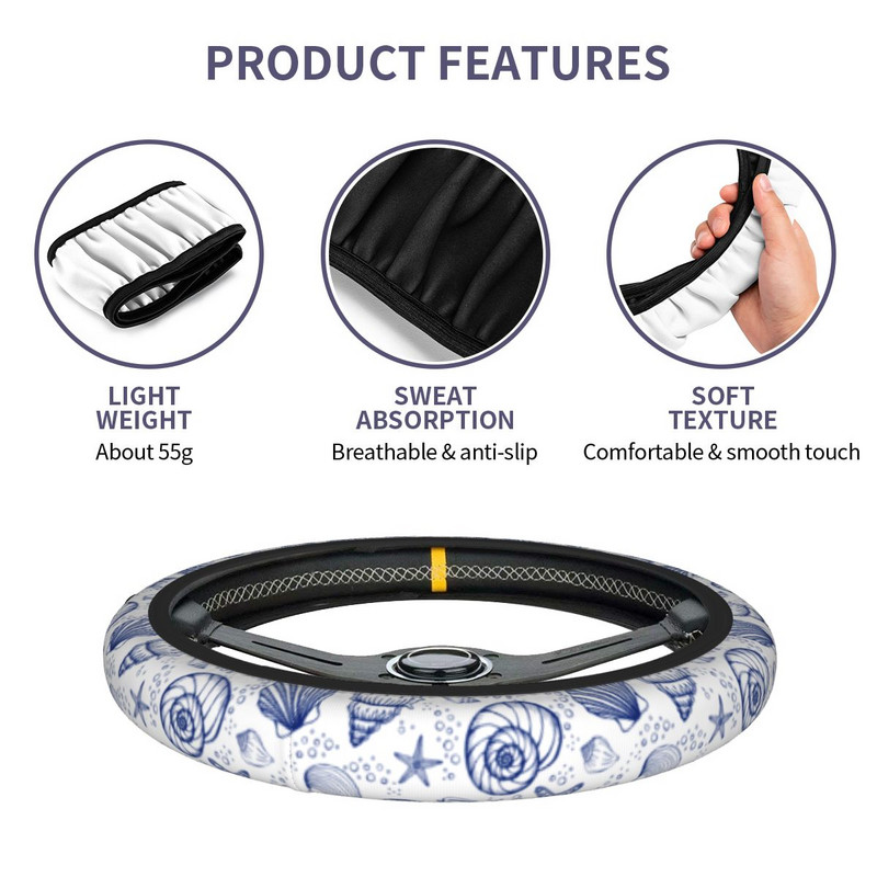 Seashells Starfishes jūrinio automobilio vairo dangtis 38 cm universalūs madingi automobilių modeliai