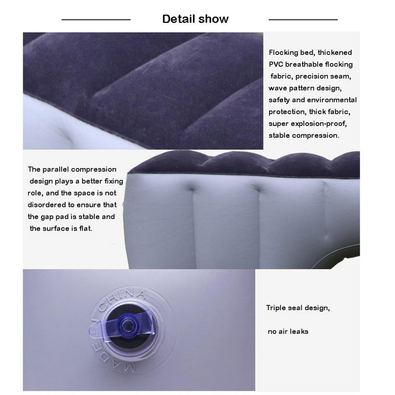 Automobilinis pripučiamas čiužinys Automobilio galinės sėdynės tarpo pagalvėlė oro lovos pagalvėlė, skirta kelionei automobiliu Kempingo pripučiamas čiužinys, skirtas automobilio interjero priedams