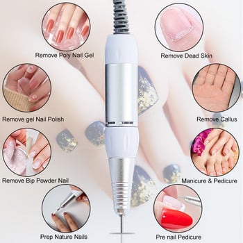 35000RPM Electric Nail Art Drill Still Handle File Polish Grind Machine Handpiece Εργαλεία μανικιούρ πεντικιούρ Αξεσουάρ για τρυπάνι νυχιών