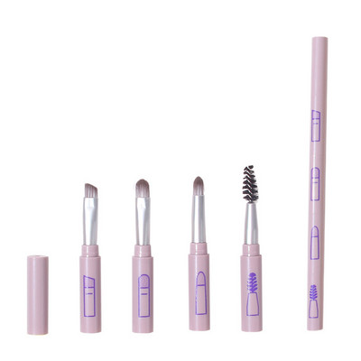 Nešiojamas 4 viename makiažo šepetėlių rinkinys akių šešėlių šepetėlis blakstienų šukos Antakių šepetėlis lūpų šepetėlis vienas mini makiažo šepetėlis Makiažo įrankiai