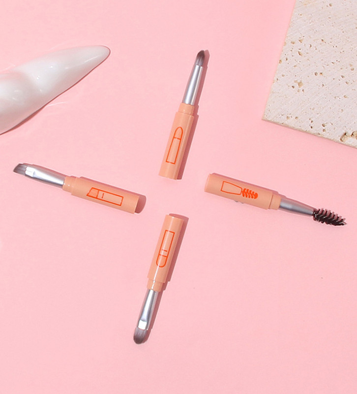 Nešiojamas 4 viename makiažo šepetėlių rinkinys akių šešėlių šepetėlis blakstienų šukos Antakių šepetėlis lūpų šepetėlis vienas mini makiažo šepetėlis Makiažo įrankiai