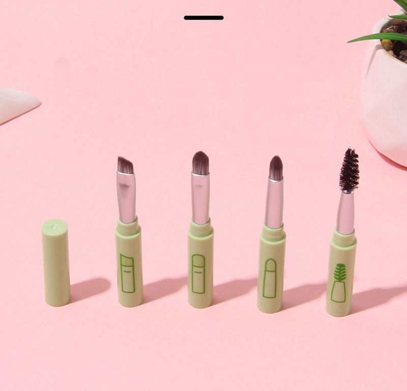 Nešiojamas 4 viename makiažo šepetėlių rinkinys akių šešėlių šepetėlis blakstienų šukos Antakių šepetėlis lūpų šepetėlis vienas mini makiažo šepetėlis Makiažo įrankiai