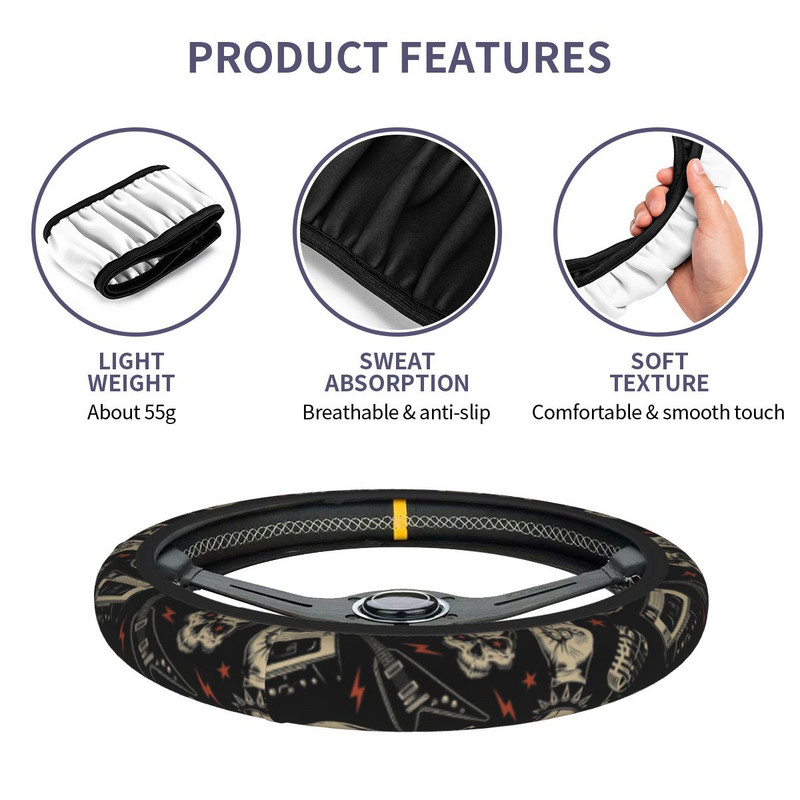 38 cm rooliratta katted Retro raskemetallist elastne rock roll muusika punutis rooli kaanel Auto autotarvikud